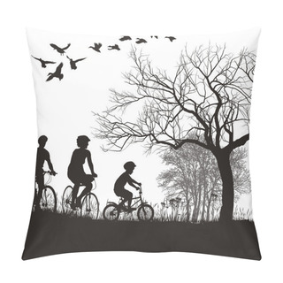 Personality  Family Cycling In The Countryside Pillow Covers
