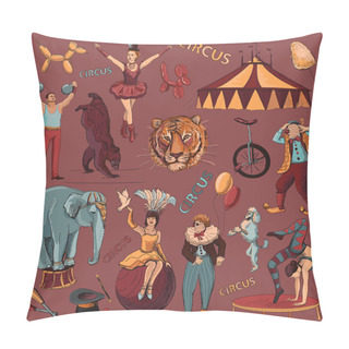 Personality  Circus. Collection Of Hand Drawn Icons Pillow Covers
