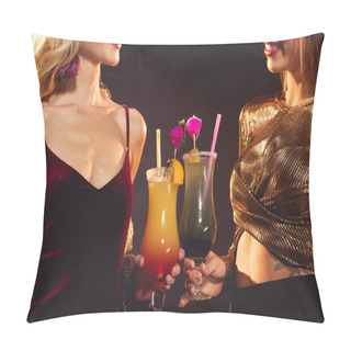 Personality  Cropped View Of Happy Friends With Sweet Cocktails Pillow Covers