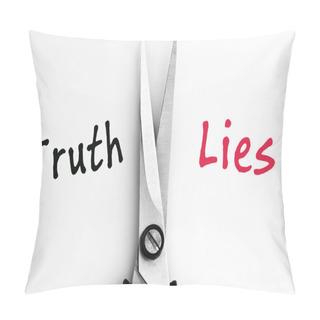 Personality  Truth And Lies Words With Scissors In Middle Pillow Covers