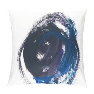 Personality  Abstract Painting With Dark Blue And Violet Brush Strokes On White Pillow Covers