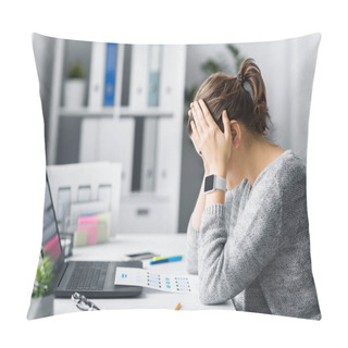 Personality  Stressed Web Designer With User Interface Layout Pillow Covers