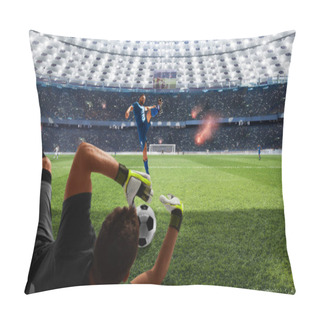Personality  Soccer Players In Action On Professional Stadium. Pillow Covers