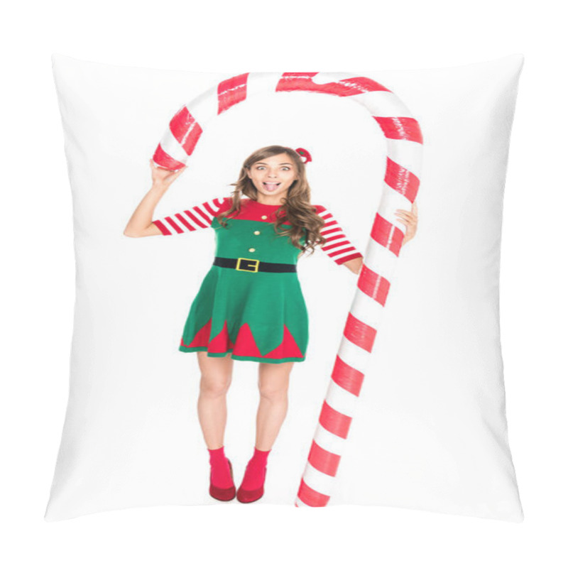 Personality  woman with decorative Christmas lollipop pillow covers