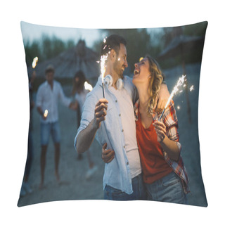 Personality  Group Of Friends Lighting Sparklers Pillow Covers