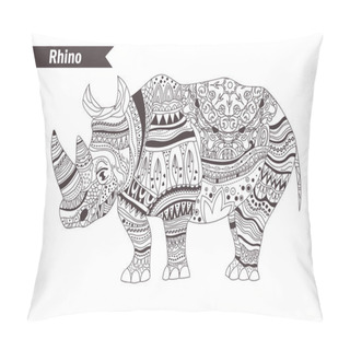 Personality  Rhino In Zentangle Style Pillow Covers
