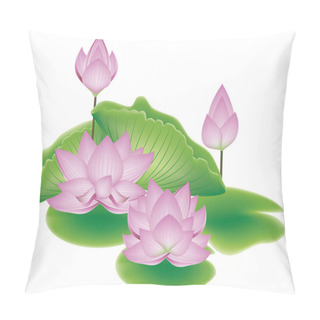 Personality  Lotus Flower With Leaves Pillow Covers