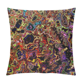 Personality  Colorful Psychedelic Abstract Background Art - Splashes Artwork - Spilled Paint - Chaotic Mess - Black Ink Stains - Generated Fractal Image - Chaos Concept - Fantasy Illustration - Messy Unorganized Pillow Covers