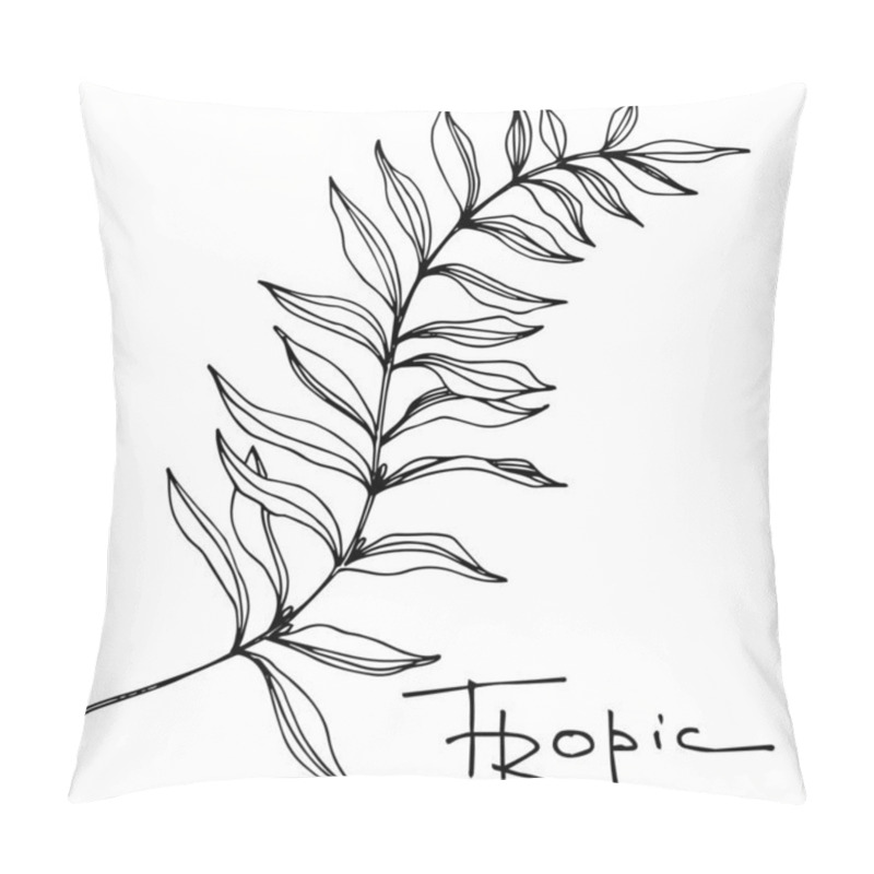 Personality  Vector Palm Beach Tree Leaves Jungle Botanical. Black And White Engraved Ink Art. Isolated Leaf Illustration Element. Pillow Covers