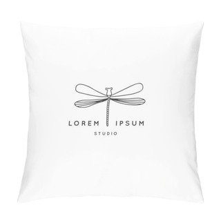 Personality  Vector Insect Graphics, A Dragonfly, Flier. Minimal Hand Drawn Logo Template Design. Pillow Covers