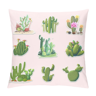 Personality  Free Vector Cute Cactus Collection Pillow Covers