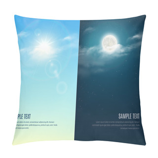 Personality  Day And Night Illustration. Sky Background Pillow Covers