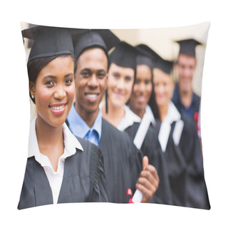 Personality  Multicultural University Graduates Standing In A Row Pillow Covers