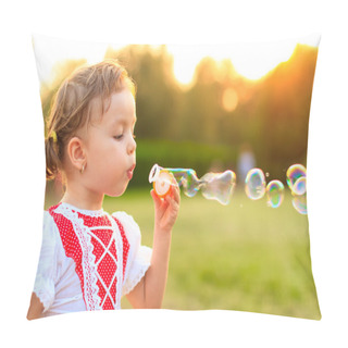 Personality  Child Blowing Soap Bubbles. Pillow Covers
