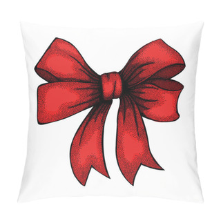 Personality  Beautiful Ribbon Tied In A Bow. Freehand Drawing In Graphic Style Pen And Ink Pillow Covers