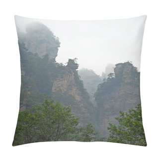 Personality  Zhangjiajie National Forest Park, Hunan Province, China: Misty Mountains And Forest Scenery In Zhangjiajie. This Chinese National Park Is Famous For Its Tall Rocky Pinnacles, Trees And Swirling Mist. Pillow Covers