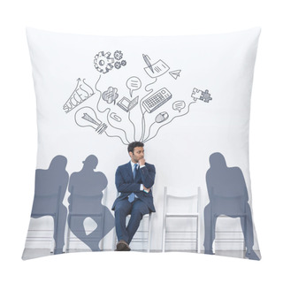 Personality  Businessman In Suit Sitting With Shadows Pillow Covers