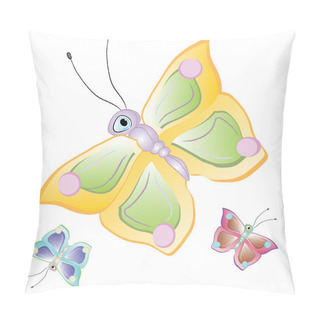 Personality  Funny Cartoon Tropical Butterfly. Beautiful Vector Illustration Pillow Covers