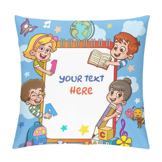 Personality  Cartoon Illustration Of A Cute Little Girl Holding A Blank Notebook Page Pillow Covers