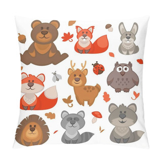 Personality  Set Of Cute Cartoon Forest Animals. Pillow Covers