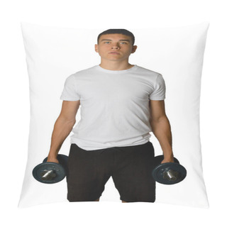 Personality  19 Year Old Teenage Boy Holding Dumbbells Pillow Covers