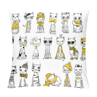 Personality  Stylish Cats Drawings Pillow Covers