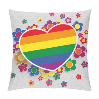 Personality  Ornaments With Rainbow Heart And Flowers Pillow Covers
