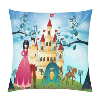 Personality  Beautiful Princess, Castle And Cart Pillow Covers