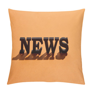 Personality  News Lettering With Shadows And Copy Space On Orange  Pillow Covers