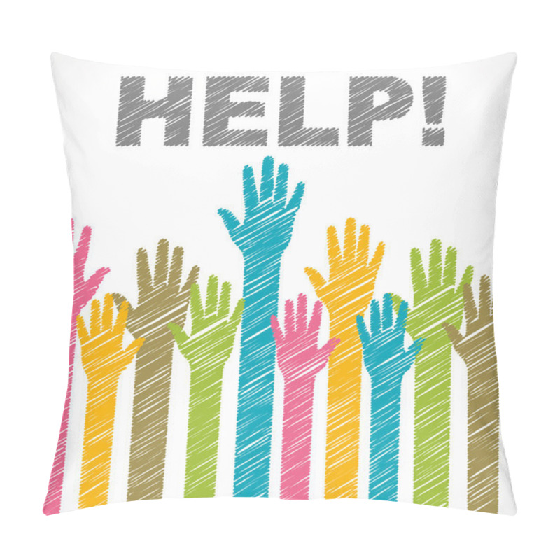 Personality  Colorful sketch helping hand background vector pillow covers