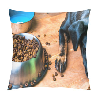 Personality  Pets Bowl Full Of Food And Silhouette Of A Dog Pillow Covers