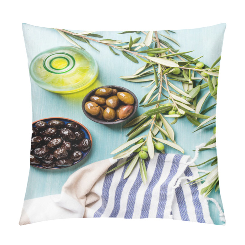 Personality  Two Bowls With Pickled Green And Black Olives Pillow Covers