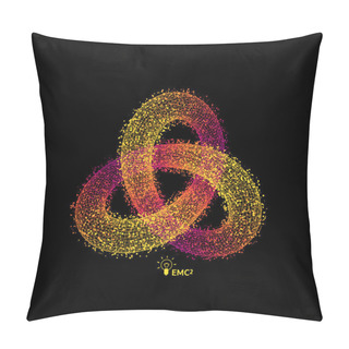 Personality  Trefoil Knot. Vector Illustration Consisting Of Points And Lines. 3D Grid Design. Molecular Grid. 3D Technology Style. Pillow Covers