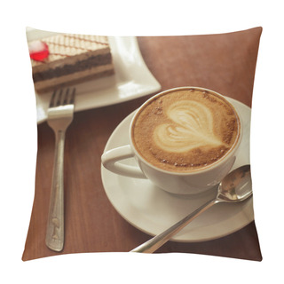 Personality  Love Cup, Heart Drawing On Latte Art Coffee, Coffee Cake. Idoor Pillow Covers