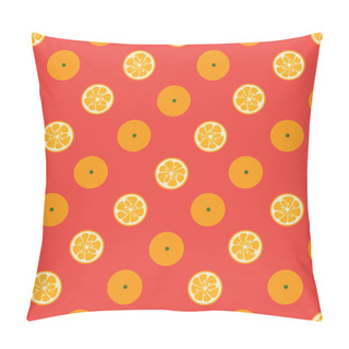 Personality  Cute Seamless Pattern With Orange Slices On Red Background Pillow Covers