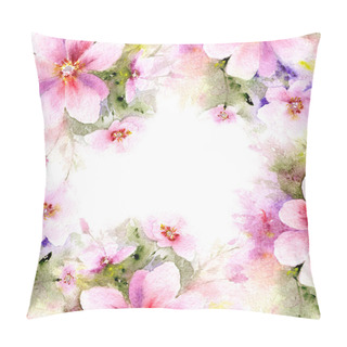 Personality  Watercolor Background With Flowers Pillow Covers