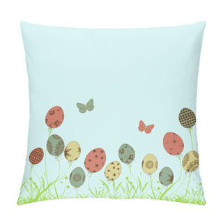Personality  Happy Easter Background, Poster Or Banner With Colorful Butterfl Pillow Covers