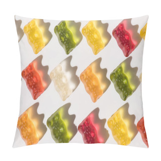 Personality  Full Frame Shot Of Colorful Gummy Bears Pattern On White Pillow Covers