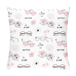 Personality  Pink Sunglasses Pattern Pillow Covers