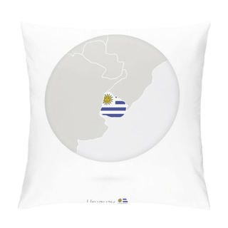 Personality  Map Of Uruguay And National Flag In A Circle. Pillow Covers