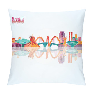 Personality  Brasilia Detailed Skyline. Pillow Covers