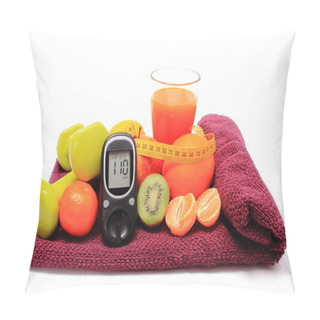 Personality  Glucometer, Fruits, Tape Measure, Juice And Dumbbells Pillow Covers