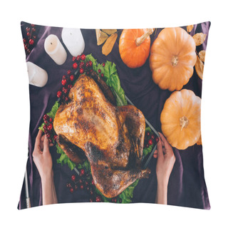 Personality  Man Serving Turkey For Thanksgiving Day Pillow Covers