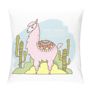 Personality  Cute Cartoon Lama Alpaca Hand Drawn Pillow Covers