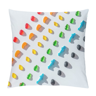 Personality  Set Of Delicious Colored Jelly Candies On White Pillow Covers