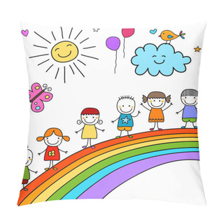 Personality  Kids On Rainbow Pillow Covers