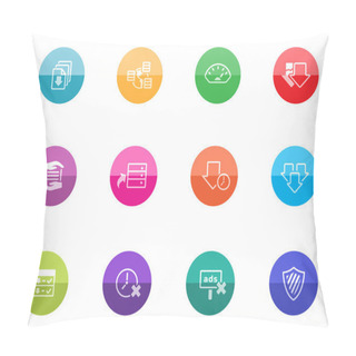 Personality  Icons Set In Colorful Circles Pillow Covers