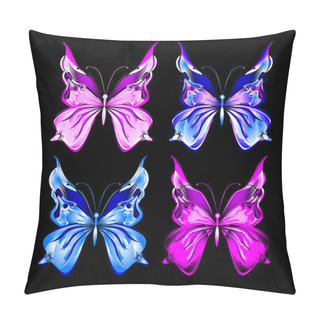Personality  Butterflies On A Black Background Pillow Covers