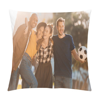 Personality  Multicultural Friends With Soccer Ball Pillow Covers