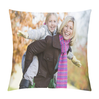 Personality  Mother Giving Daughter Piggy Back Ride Pillow Covers